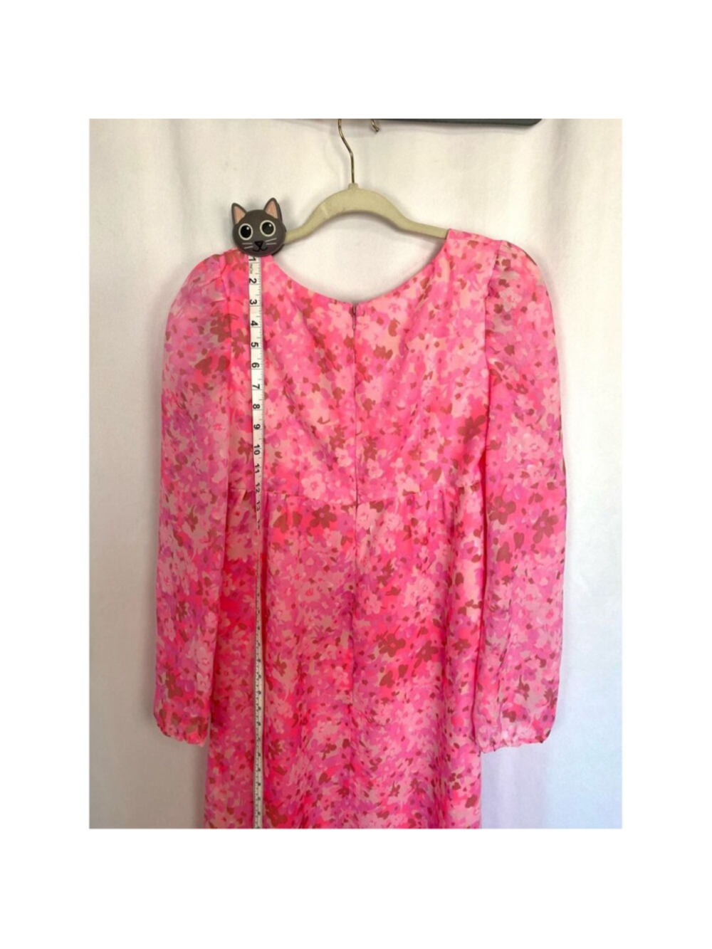 Vintage 60s Pink Floral Maxi Dress Sheer Chiffon Flower power psychedelic Women - Picture 4 of 10